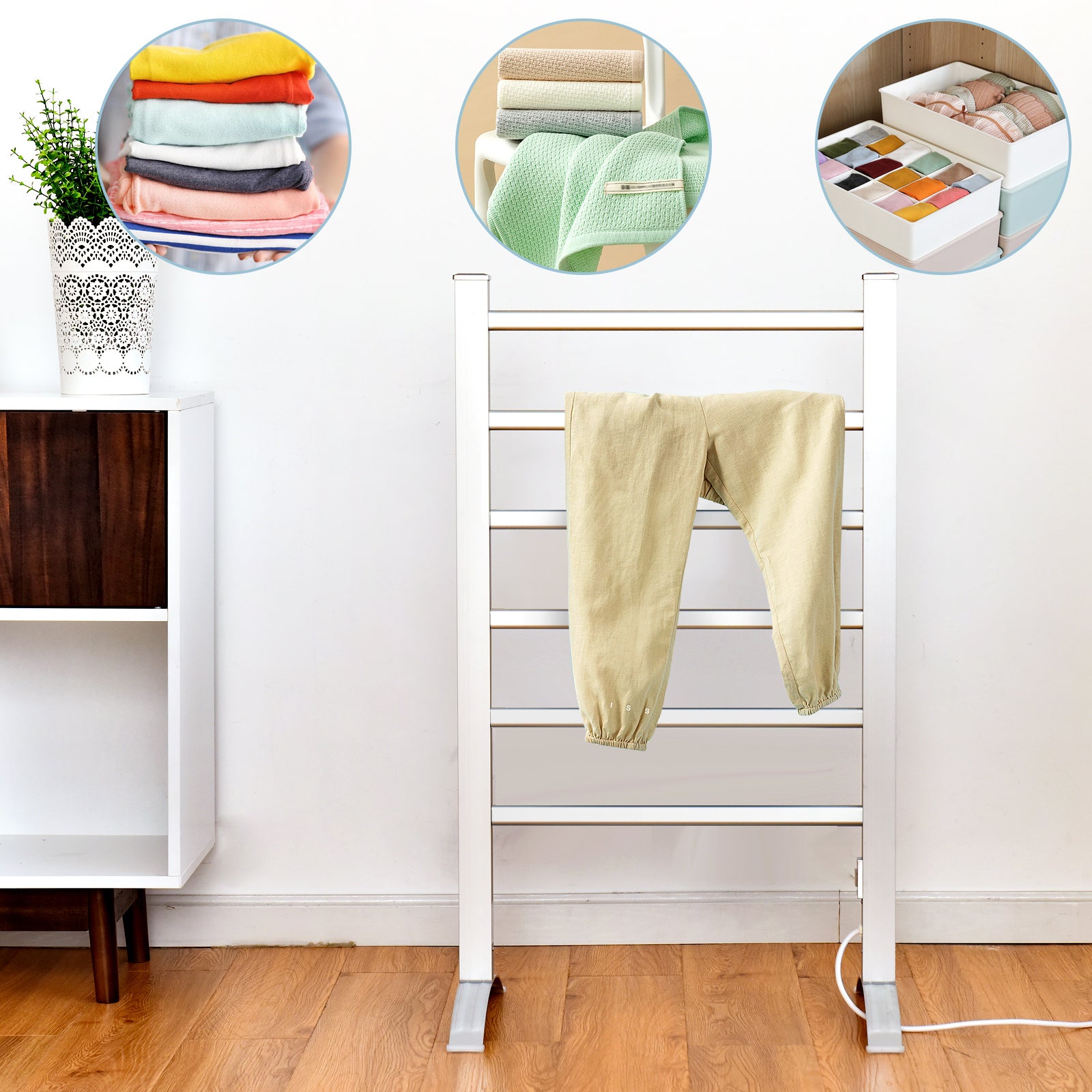 2-in-1 Electric Towel Warmer with 6 Bars